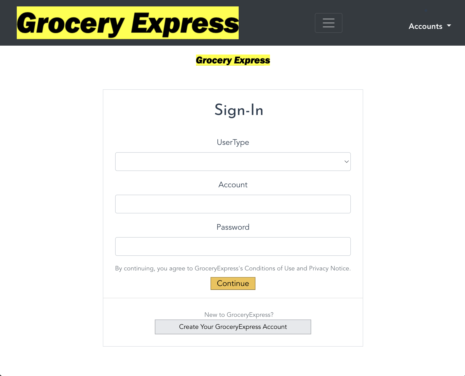 Grocery Express Full Stack Service